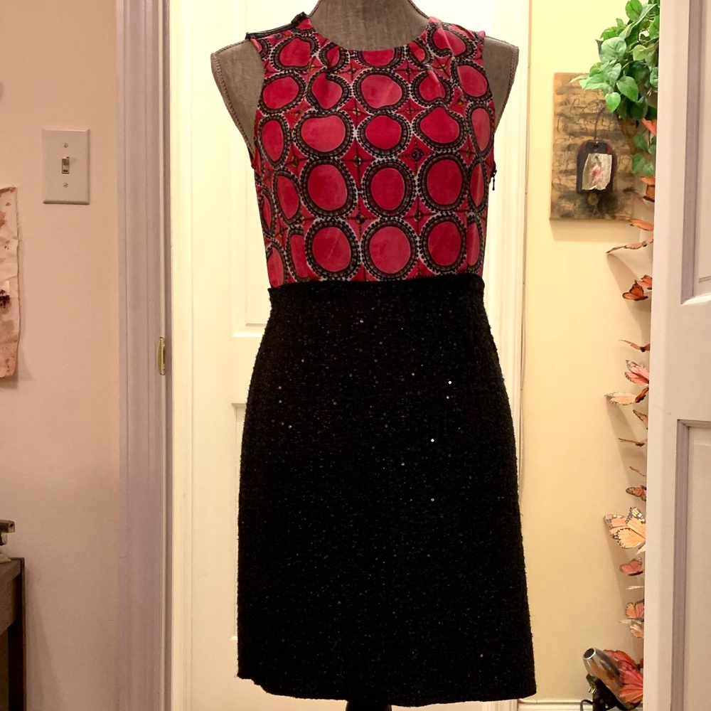 Rachel Roy pink/black geo sparkle dress, size 4